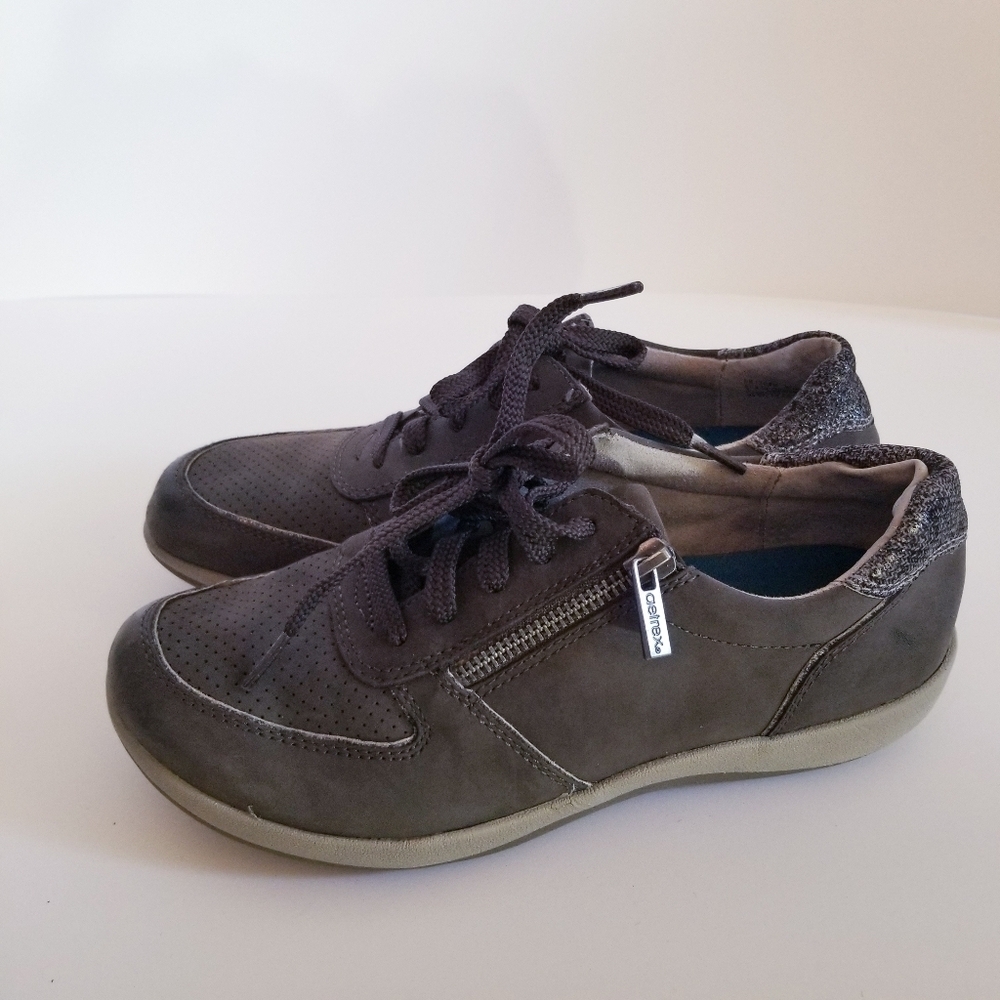 Aetrex Zip Up Leather Laced Sneaker Slate Grey Women's Size 7 Roxy